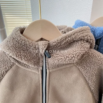 Палто с качулка пуловер яке агнешко руно момчешко облекло бебе момиче зимни дрехи зимно палто 5