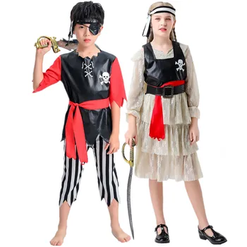 Пиратски косплей костюм Хелоуин карнавално парти Облекло комплект за деца момчета момичета