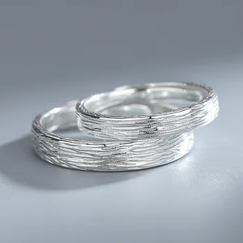Прости модни линии цвете модел пръстен за мъже бижута модерен двойка пръстен регулируеми за любовник годишнина подарък
