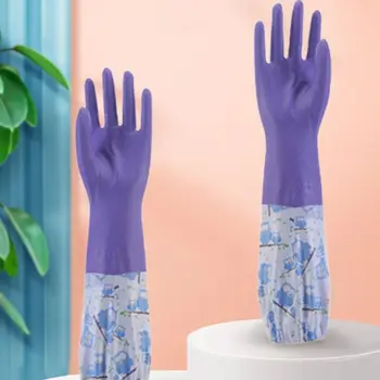 с плюшени гумени ръкавици за миене на съдове еластична лента маншет дълги ръкави почистване ръкавици против хлъзгане водоустойчив домакинска работа ръкавици