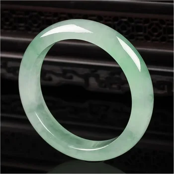 Светло зелен нефрит гривна модни аксесоари Jadeite естествен чар бижута жени мъже ръчно издълбани кръгла гривна ръка пръстен