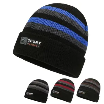 Сгъстена плетена шапка Случайни ветроупорни топли вълнени шапки Stripe Beanie Hats Winter