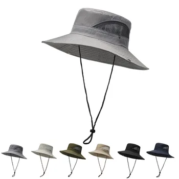 Сега плътен цвят слънчеви шапки за мъже открит риболов капачка широка периферия анти-UV плажни шапки жени кофа шапка лято туризъм къмпинг кост 5