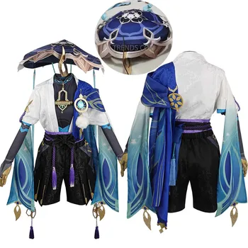 Скитник Косплей костюм пълен комплект с шапки Scaramouche косплей костюм баладист косплей кимоно Хелоуин 0