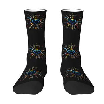 Сладко мъжко кралство-сърца-със забавно Final Fantasy дизайн рокля чорапи Унисекс Breathbale Топло 3D отпечатани чорапи