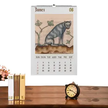 Смешни Средновековен котешки календар Месечни календари Декоративни грозни котки 2024 Стенни календари Календар за домашни любимци Стенно изкуство декор за живеене
