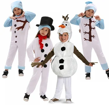 Снежен човек костюм Малко дете Коледа костюм за деца Олаф снежен човек костюм гащеризон Нова година парти карнавал Хелоуин деца подарък