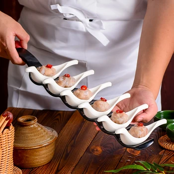 Специална гореща тенджера ресторант прибори за хранене имитация порцелан риба и скариди плъзгаща плоча шест решетка топка плато