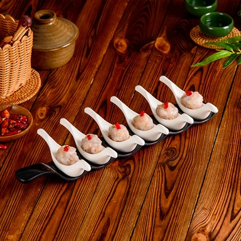 Специална гореща тенджера ресторант прибори за хранене имитация порцелан риба и скариди плъзгаща плоча шест решетка топка плато 2