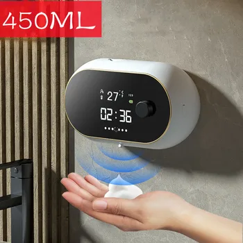 Стенен монтаж Автоматични дозатори за сапун с пяна LED температурен дисплей Електрически безконтактен инфрачервен сензор Машина за пяна Течни диспенсери