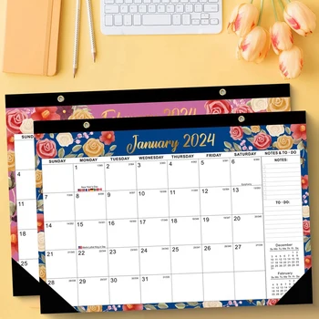 Стенен планировчик 2024-2025 17Inx12in Голям стенен календар Настолен календар, 18-месечен бюро / стенен календар Combo Durable Easy Install
