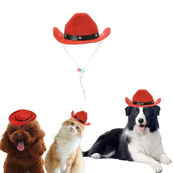 Стилни домашни любимци Star Cowboy Hat Soft Удобни регулируеми презрамки Капачки Улични партита Фото подпори Консумативи за котки Кучета Полиестер