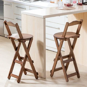 Столове за кухненски сгъваем стол табуретка Creative Кухня касиер Simple кръгла табуретка трапезен стол дърво преносим високо стол прост