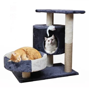 фабрика високо качество плюшени сизал въже котка кула апартамент дърво лесно сглобяване котка надраскване пост