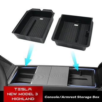 Централна контролна кутия за съхранение за Tesla Модел 3+ Централна кутия за съхранение на подлакътници с държач за очила Нов модел3 Аксесоари за кола 2024