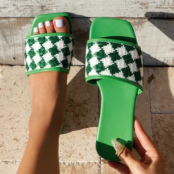 Чехли Дамска мода Плажни апартаменти Обувки 2024 Летни отворени сандали за ходене Ежедневни джапанки с прашка Mujer Zapatos Slides