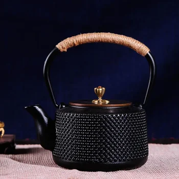 японски стил чугун чайник чугун чайник 1L кипяща кана здраве желязо кана с меден капак дръжка пот